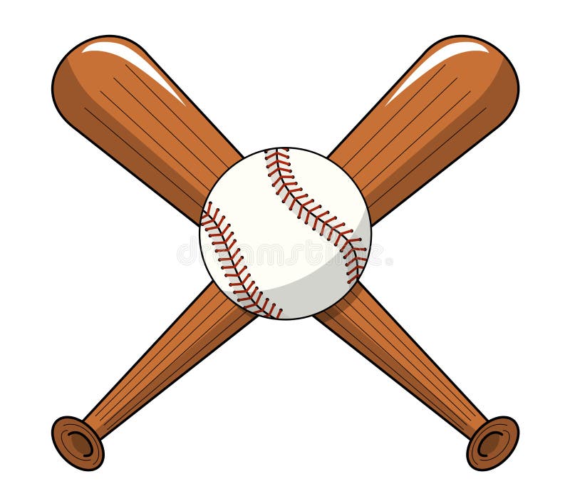 La bola del béisbol cruzó vector de la historieta del logotipo de los palos de madera aislada libre illustration La bola del béisbol cruzó vector de la historieta del logotipo de los palos de madera aislada libre illustration