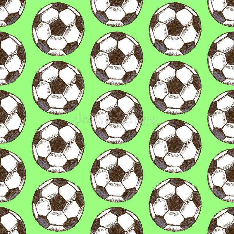 Modelo Inconsútil De Los Balones De Fútbol En Fondo Verde Con La Raya  Ilustración del Vector - Ilustración de campeonato, historieta: 68733172