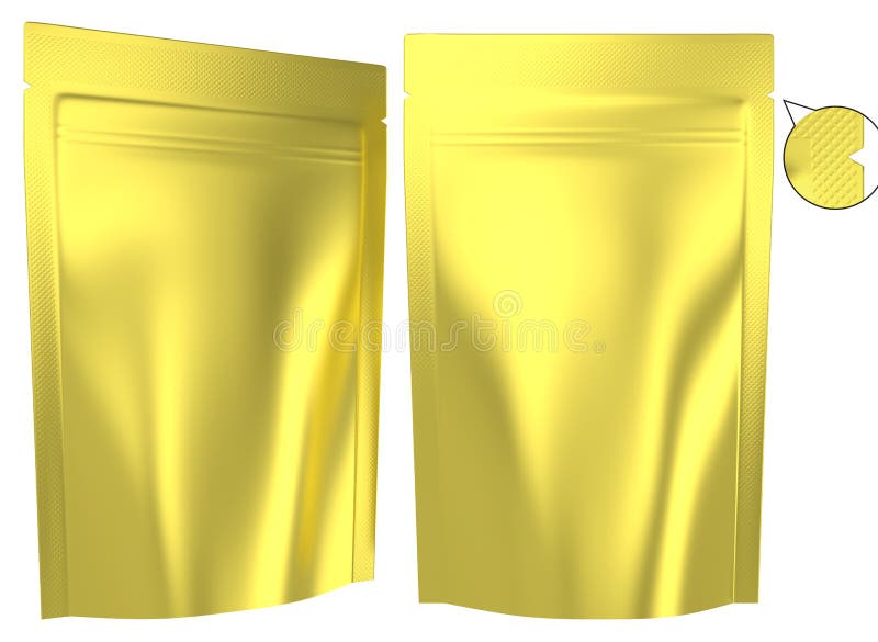 La bolsa de plástico derecha que se puede volver a sellar de la hoja de oro libre illustration La bolsa de plástico derecha que se puede volver a sellar de la hoja de oro libre illustration