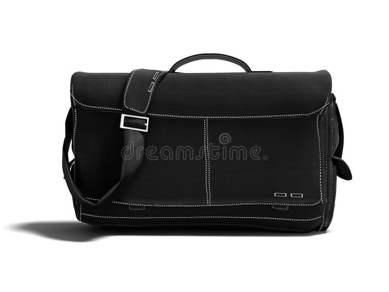 La borsa nera moderna del computer portatile sopra la spalla 3D rende su fondo bianco con ombra illustrazione vettoriale La borsa nera moderna del computer portatile sopra la spalla 3D rende su fondo bianco con ombra illustrazione vettoriale