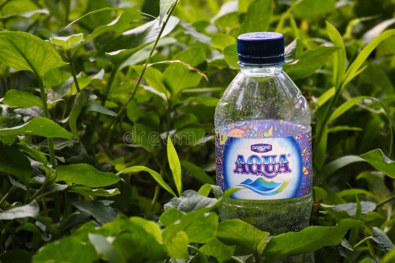 La bottiglia dell'acqua è una marca indonesiana di acqua minerale fotografia stock La bottiglia dell'acqua è una marca indonesiana di acqua minerale fotografia stock