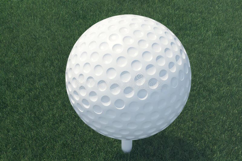 la boule de golf de l'illustration 3D et la boule dans l'herbe, se ferment vers le haut de la vue sur la pièce en t prête à être photos stock la boule de golf de l'illustration 3D et la boule dans l'herbe, se ferment vers le haut de la vue sur la pièce en t prête à être photos stock