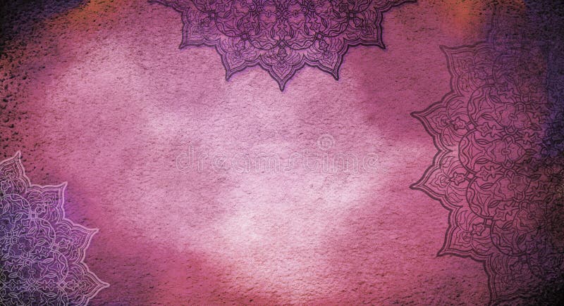 La bourgogne assourdi violet et fond texturé aquarelle avec les mandalas illustration stock