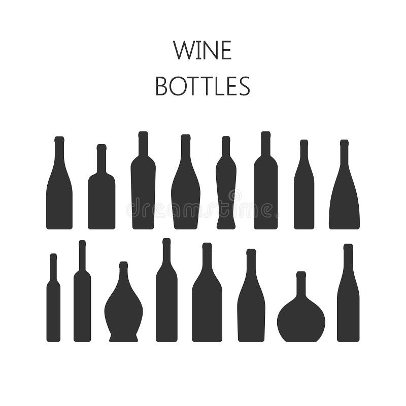 La bouteille de vin dactylographie des icônes de vecteur de silhouette illustration stock La bouteille de vin dactylographie des icônes de vecteur de silhouette illustration stock