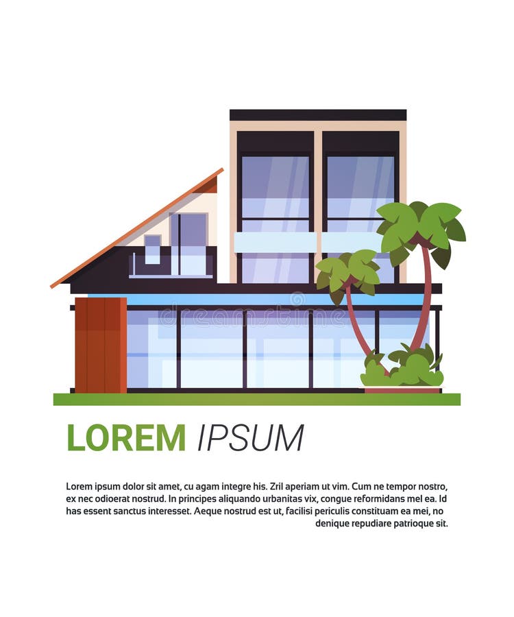 La cabaña moderna Real Estate de lujo de la casa del chalet diseña aislado en fondo con el espacio de la copia ilustración del vector La cabaña moderna Real Estate de lujo de la casa del chalet diseña aislado en fondo con el espacio de la copia ilustración del vector