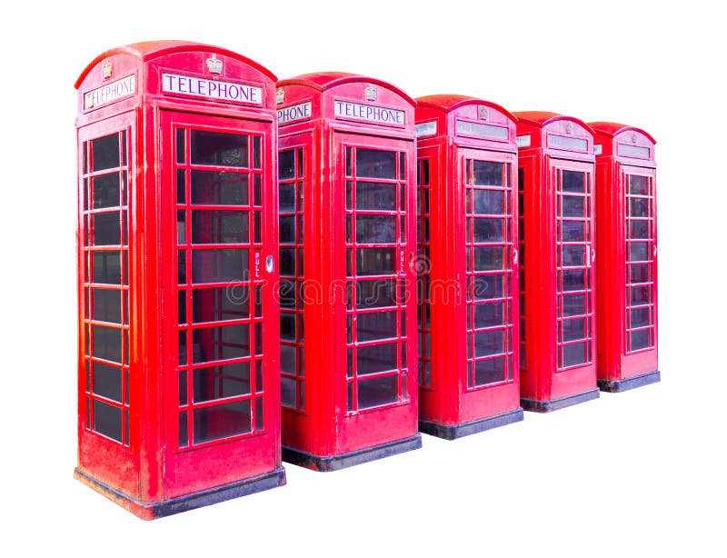 La cabine téléphonique cinq rouge à Londres a isolé sur le fond blanc avec le chemin de coupure images libres de droits La cabine téléphonique cinq rouge à Londres a isolé sur le fond blanc avec le chemin de coupure images libres de droits