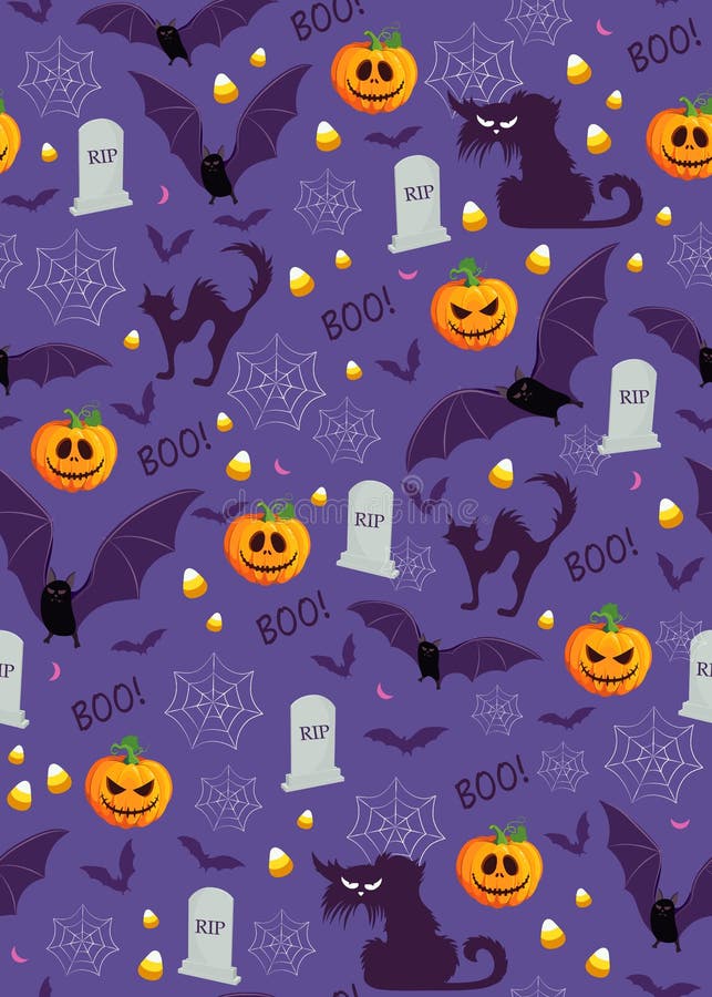 La Calabaza De Halloween Es Un PatrÃ³n Transparente En El Fondo Morado.  Calabaza De Halloween Y Fondo De DecoraciÃ³n Ilustración del Vector -  Ilustración de octubre, dulces: 156115068
