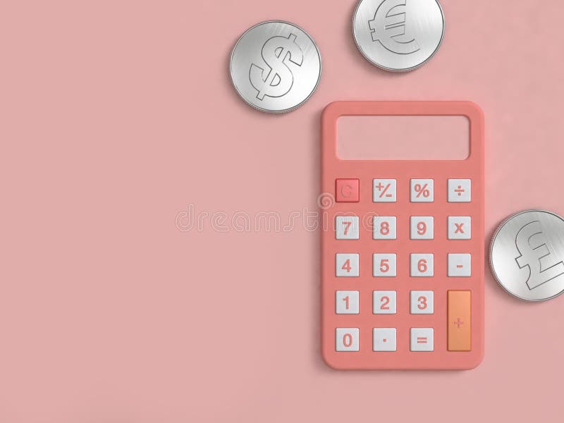 La calculadora rosada y la moneda de plata tres en el piso 3d mÃnimo del rosa rinden libre illustration La calculadora rosada y la moneda de plata tres en el piso 3d mÃnimo del rosa rinden libre illustration