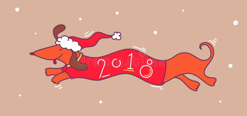 La camiseta del perro basset en 2018 y el sombrero del ` s de santa vector el ejemplo libre illustration La camiseta del perro basset en 2018 y el sombrero del ` s de santa vector el ejemplo libre illustration