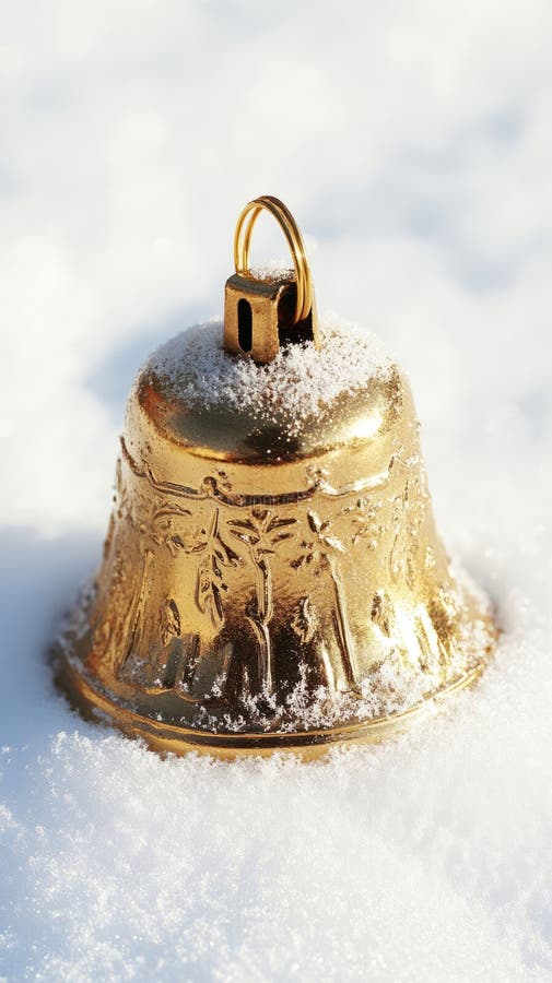 La campanella d'oro è seduta sopra una montagna di neve royalty illustrazione gratis