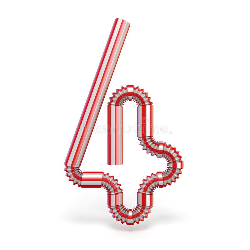 La cannuccia numera 4 QUATTRO 3D royalty illustrazione gratis