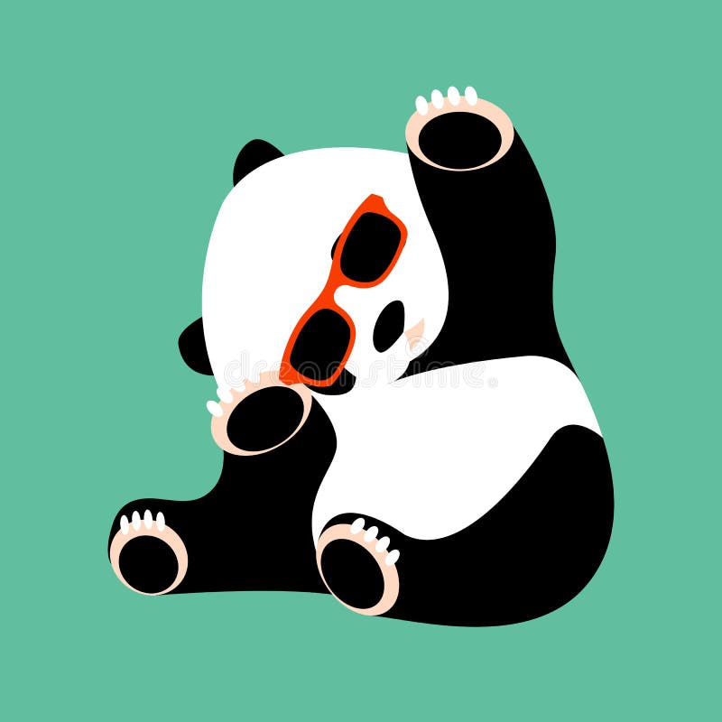 La cara de la panda en vidrios vector el plano del estilo del ejemplo stock de ilustración La cara de la panda en vidrios vector el plano del estilo del ejemplo stock de ilustración