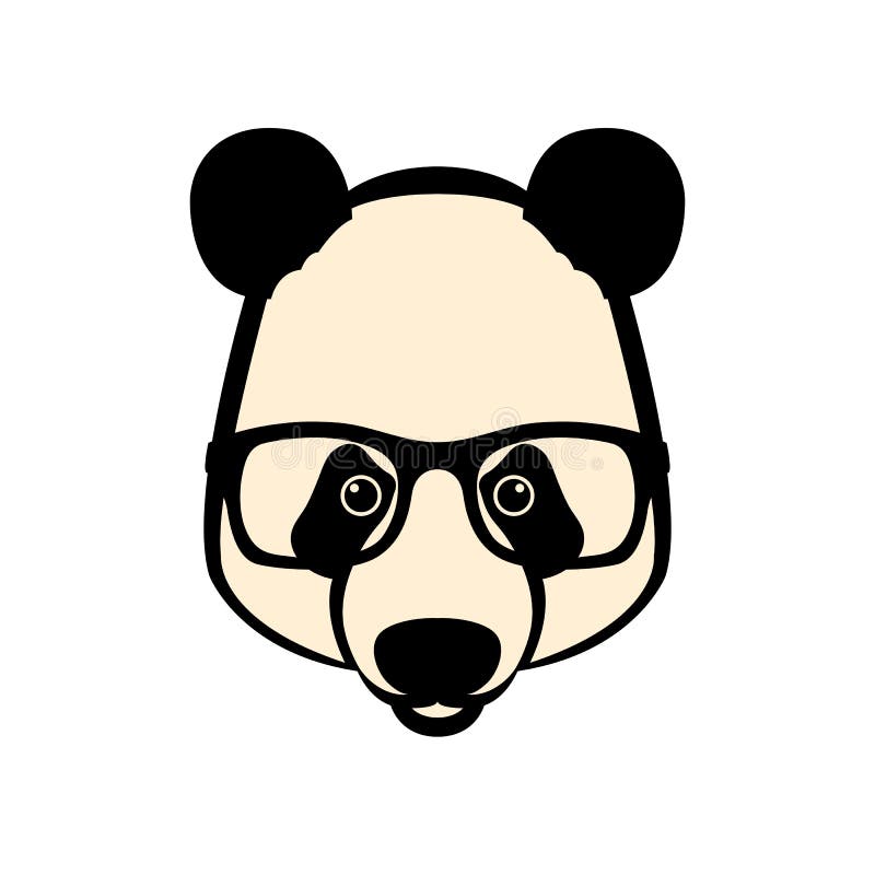 La cara de la panda en vidrios vector el plano del estilo del ejemplo ilustración del vector La cara de la panda en vidrios vector el plano del estilo del ejemplo ilustración del vector