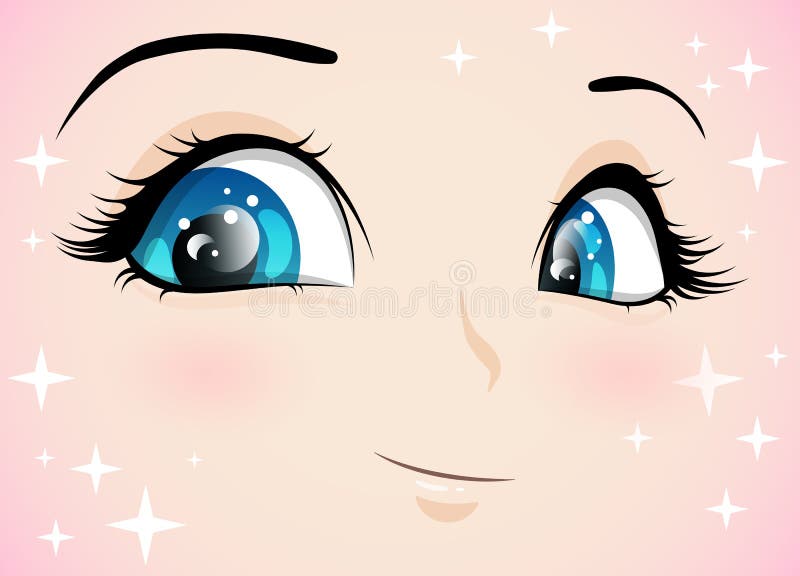 La Cara De Una Chica Con Una Sonrisa Y Los Ojos Azules Con Un Estilo Animado.  Emoción De Alegría. Ilustración del Vector - Ilustración de muestra,  elemento: 242224106