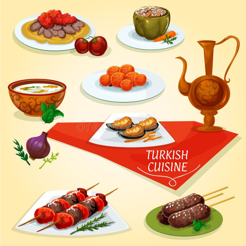 La carne turca di kebab di cucina serve l'icona illustrazione vettoriale