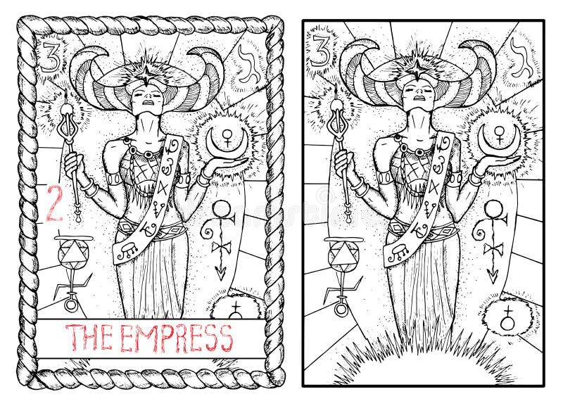 La carta de tarot principal de los arcana La emperatriz stock de ilustración La carta de tarot principal de los arcana La emperatriz stock de ilustración