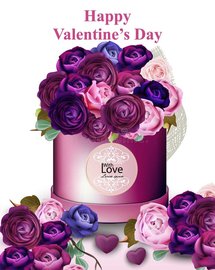 La carta felice del biglietto di S. Valentino con la peonia e le rose fiorisce le illustrazioni di vettore del contenitore di reg illustrazione di stock La carta felice del biglietto di S. Valentino con la peonia e le rose fiorisce le illustrazioni di vettore del contenitore di reg illustrazione di stock