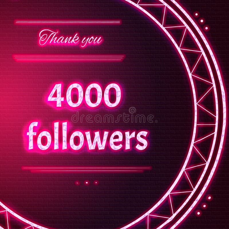 La carte avec le texte au néon rose vous remercient quatre mille 4000 disciples images libres de droits La carte avec le texte au néon rose vous remercient quatre mille 4000 disciples images libres de droits