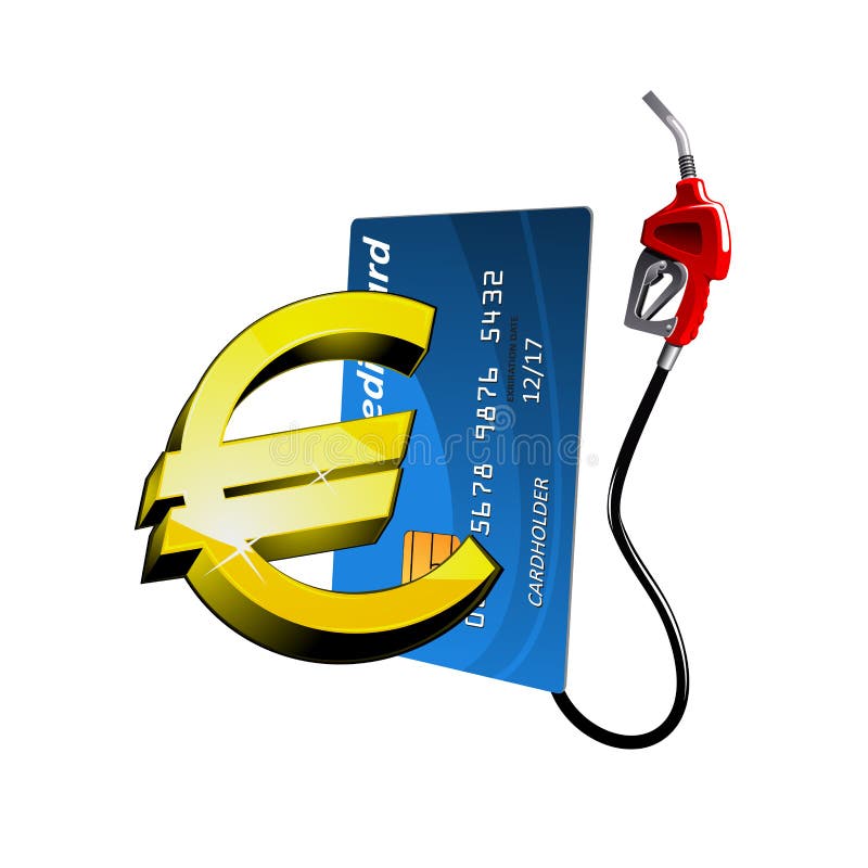 La carte de crédit avec le bec d'essence et l'euro signent illustration libre de droits La carte de crédit avec le bec d'essence et l'euro signent illustration libre de droits