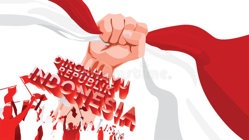 La carte de voeux de 17 August Indonesia Happy Independence Day avec des mains a serré, esprit de symbole de liberté Utilisation illustration stock La carte de voeux de 17 August Indonesia Happy Independence Day avec des mains a serré, esprit de symbole de liberté Utilisation illustration stock