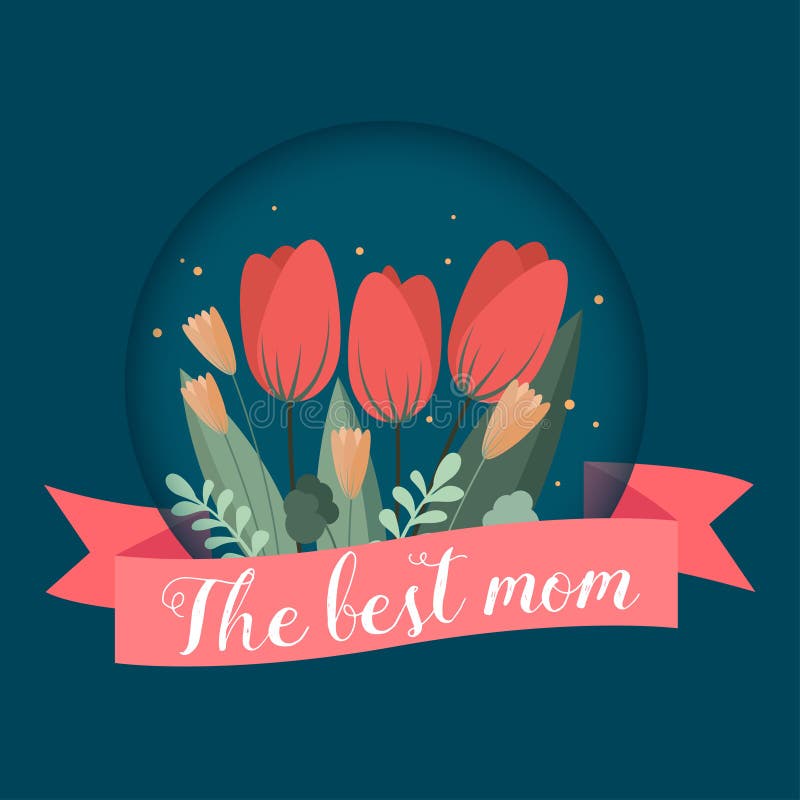 La carte de voeux florale de la meilleure maman Calibre élégant au jour de mère illustration stock La carte de voeux florale de la meilleure maman Calibre élégant au jour de mère illustration stock