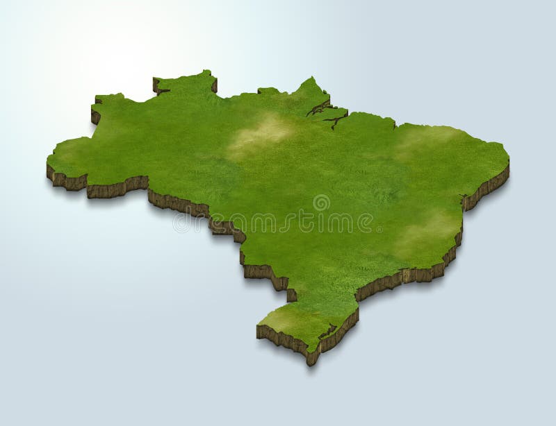 La carte du Brésil est verte sur un fond 3d bleu illustration stock La carte du Brésil est verte sur un fond 3d bleu illustration stock