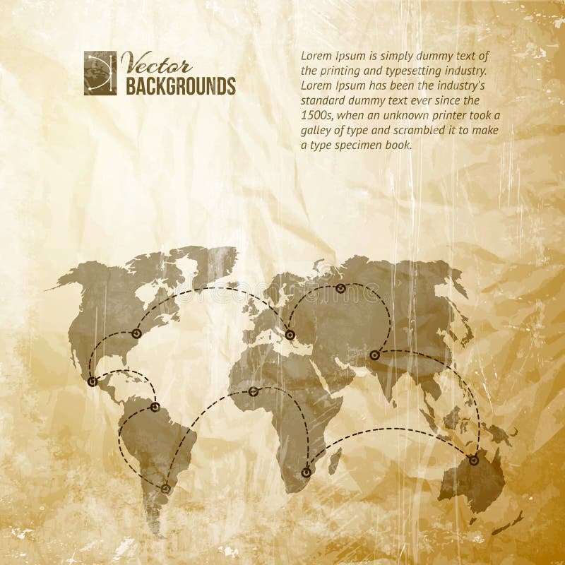 Carte du monde dans le modèle de cru. illustration de vecteur Carte du monde dans le modèle de cru. illustration de vecteur