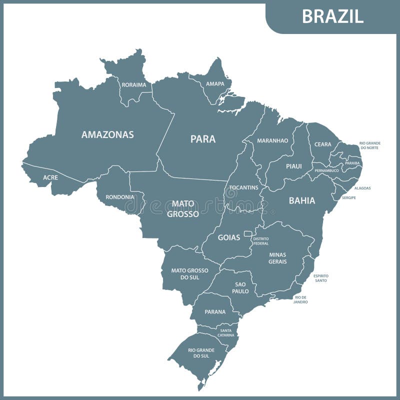 The detailed map of the Brazil with regions or states. Vector illustration. The detailed map of the Brazil with regions or states. Vector illustration