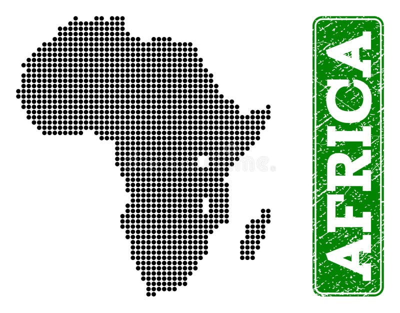 La carte pointillée de l'Afrique et du rectangle grunge a arrondi la légende illustration libre de droits La carte pointillée de l'Afrique et du rectangle grunge a arrondi la légende illustration libre de droits