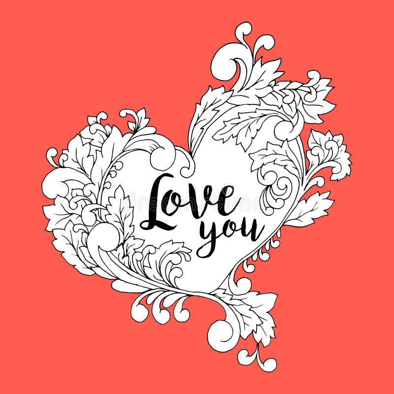 La carte postale stylisée de vieille école pour la conception de jour de mères ou de valentines avec le cadre de coeur, vous aime illustration de vecteur La carte postale stylisée de vieille école pour la conception de jour de mères ou de valentines avec le cadre de coeur, vous aime illustration de vecteur