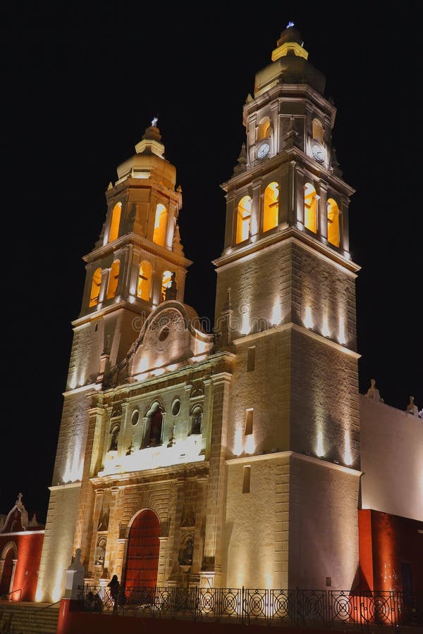 La catedral de la ciudad de Campeche, México i foto de archivo libre de regalías