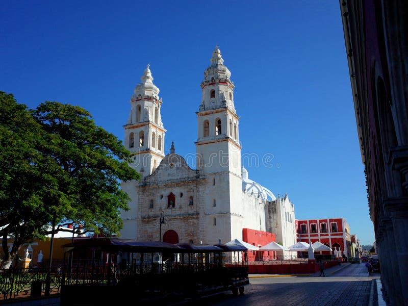 La catedral de nuestra señora del concepto puro en la ciudad emparedada de Campeche imágenes de archivo libres de regalías