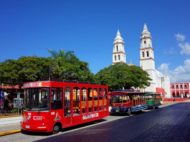 La catedral de nuestra señora del concepto puro en la ciudad emparedada de Campeche imagen de archivo libre de regalías