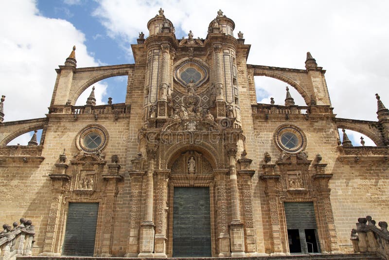 La cathédrale du San Salvador à Jerez de la Frontera, Espagne photos libres de droits La cathédrale du San Salvador à Jerez de la Frontera, Espagne photos libres de droits