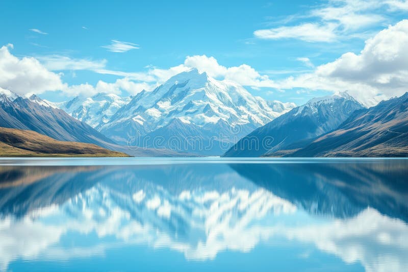 La chaîne de montagnes majestueuse reflétée dans le lac Still en insistant sur la beauté naturelle et la tranquillité illustration de vecteur