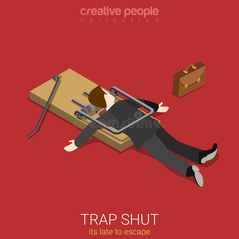Flat 3d isometric style business lifestyle fall into trap concept web infographics vector illustration. Isometry businessman shut in trap lake to escape. Creative people collection. Flat 3d isometric style business lifestyle fall into trap concept web infographics vector illustration. Isometry businessman shut in trap lake to escape. Creative people collection.