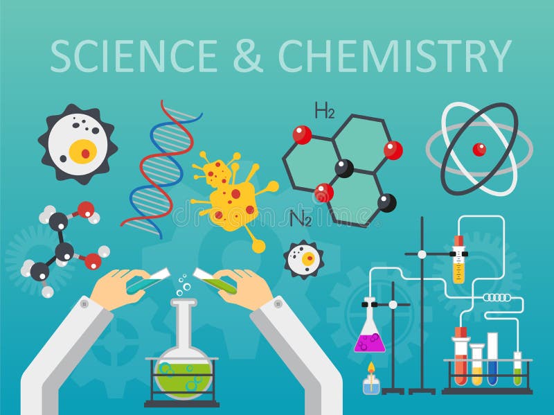 La ciencia química del laboratorio y el estilo plano de la tecnología diseñan el ejemplo del vector Concepto del lugar de trabajo libre illustration La ciencia química del laboratorio y el estilo plano de la tecnología diseñan el ejemplo del vector Concepto del lugar de trabajo libre illustration