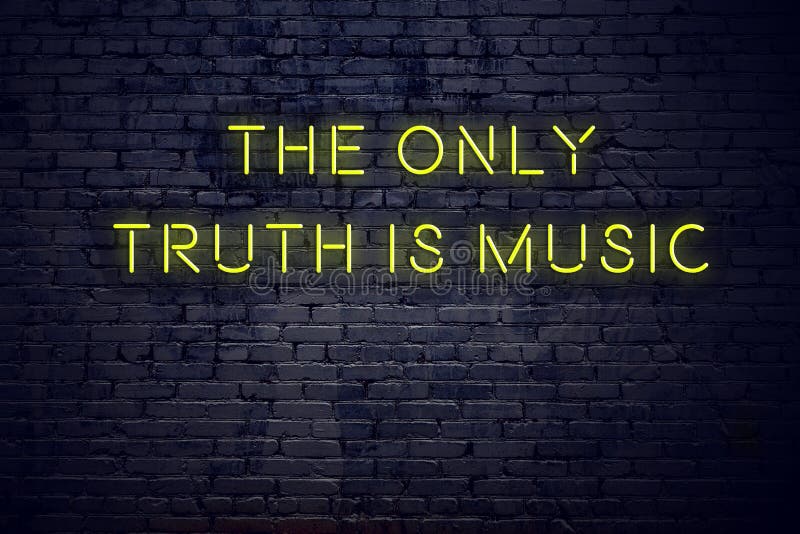 La citazione d'ispirazione positiva sull'insegna al neon contro il muro di mattoni la sola verità è musica illustrazione vettoriale La citazione d'ispirazione positiva sull'insegna al neon contro il muro di mattoni la sola verità è musica illustrazione vettoriale