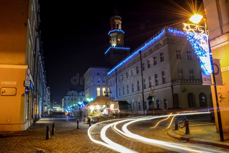 La Ciudad Opole De La Noche De Polonia Foto de archivo Imagen de