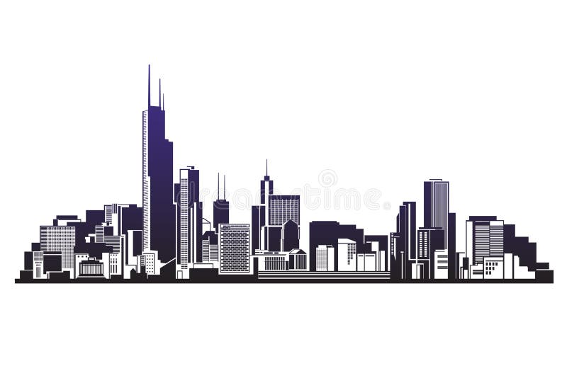 La ciudad siluetea el ejemplo del vector stock de ilustración La ciudad siluetea el ejemplo del vector stock de ilustración