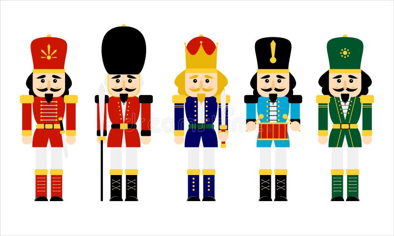Collection d'illustrations vectorielles ensemble noël noisette jouet soldat figurine traditionnelle isolée