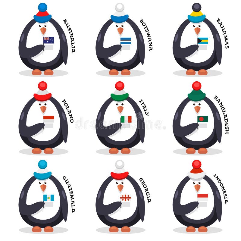 La collection évente des patriotes de fans de pingouins du pays illustration de vecteur La collection évente des patriotes de fans de pingouins du pays illustration de vecteur