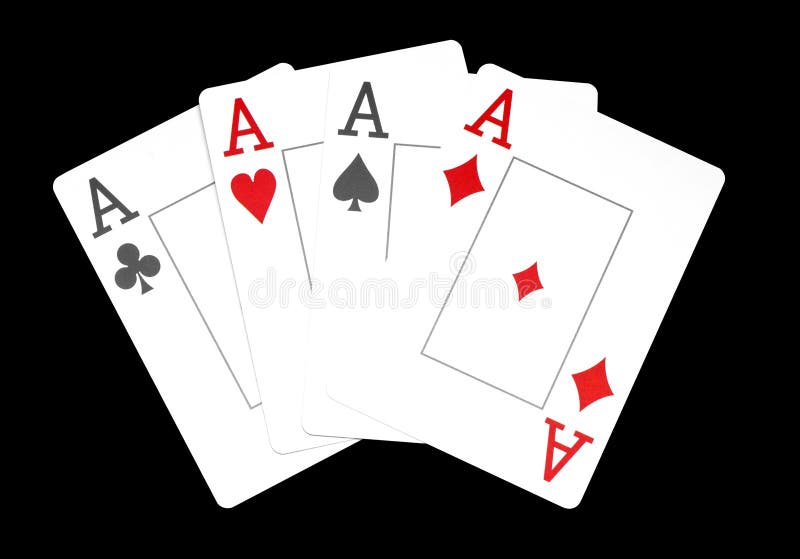 La combinaison du casino de tisonnier de cartes de jeu, d'isolement sur le fond noir, as image libre de droits La combinaison du casino de tisonnier de cartes de jeu, d'isolement sur le fond noir, as image libre de droits