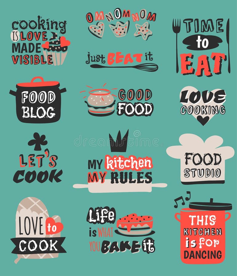 La conception de vintage de restaurant de logotype de nourriture faisant cuire des expressions des textes de citation badge l'icô illustration stock La conception de vintage de restaurant de logotype de nourriture faisant cuire des expressions des textes de citation badge l'icô illustration stock