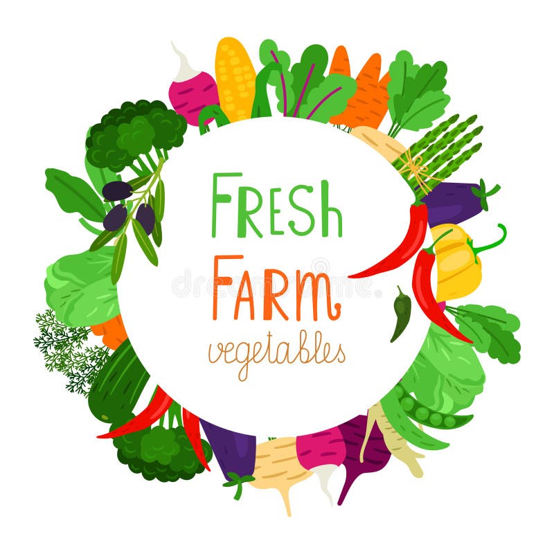 La conception fraîche de bannière de vecteur de légumes de ferme a isolé illustration libre de droits La conception fraîche de bannière de vecteur de légumes de ferme a isolé illustration libre de droits
