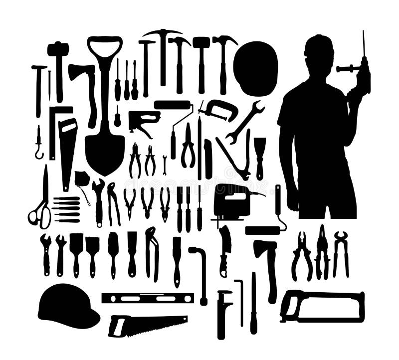 La construcción equipa la silueta, diseño del vector del arte libre illustration La construcción equipa la silueta, diseño del vector del arte libre illustration