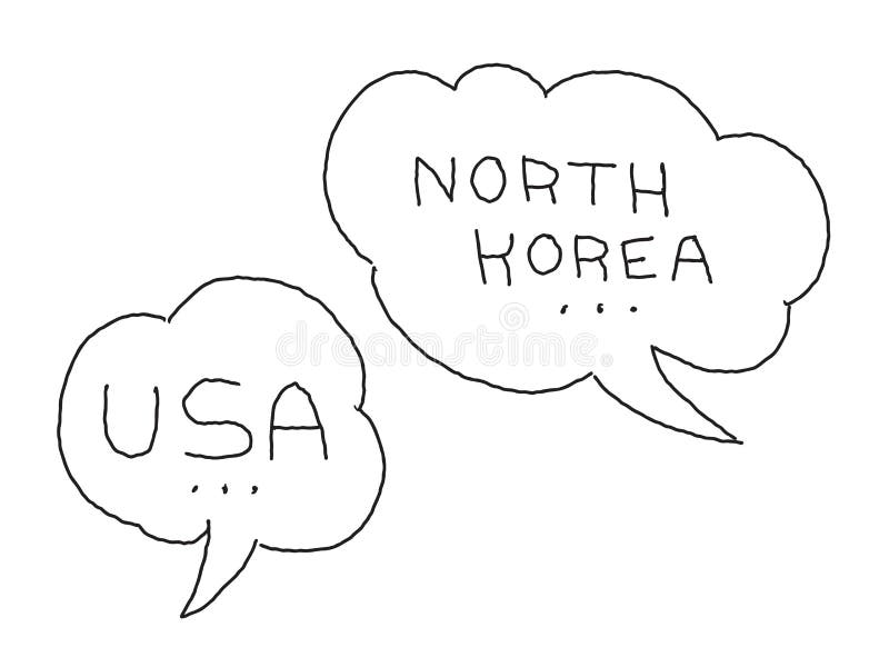 La Corea del Nord e bolla di dialogo di U. S. A. Conflitto internazionale Illustrazione disegnata a mano delle azione di vettore illustrazione vettoriale