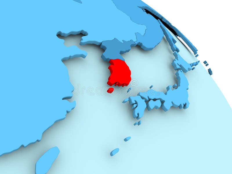 Corea del Sud su un globo blu illustrazione di stock