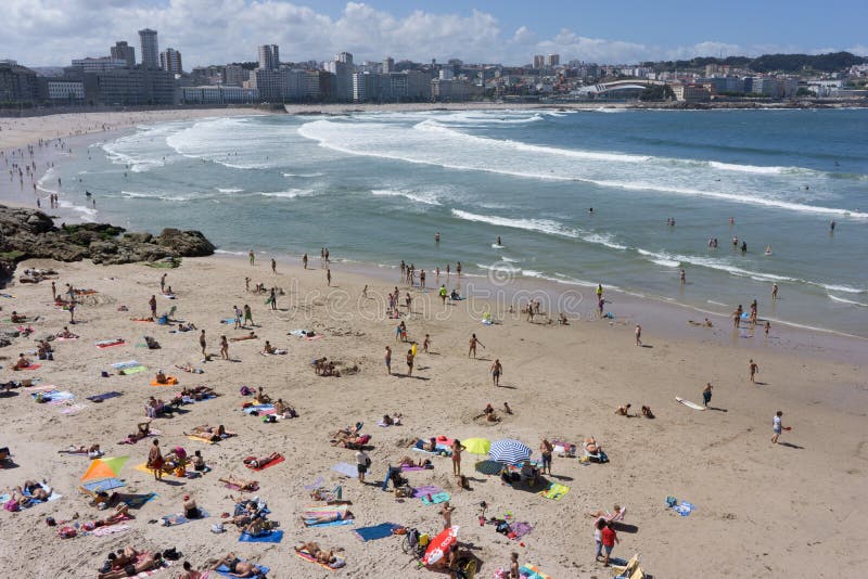 La Coruna Beach editorial stock photo. Image of coastline - 76400993