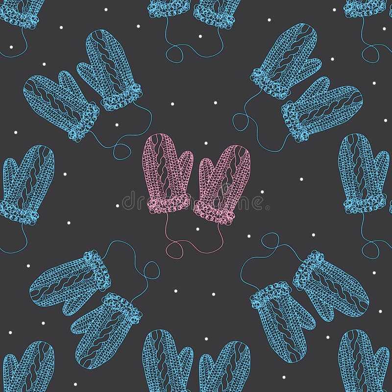 La craie colorée a peint le modèle sans couture avec des flocons de neige, mitaines an neuf de thème Design de carte illustration de vecteur La craie colorée a peint le modèle sans couture avec des flocons de neige, mitaines an neuf de thème Design de carte illustration de vecteur